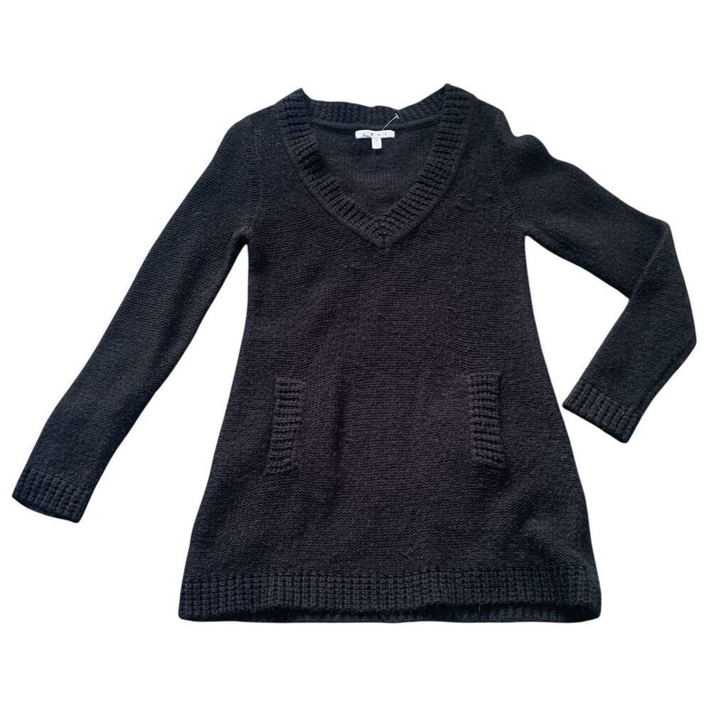 Cabi #141 Black V Neck Acrylic Long Basic Sweater Sz M